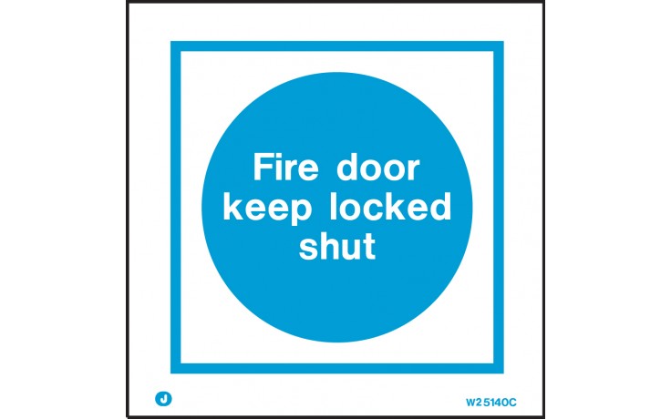 Fire door keep locked shut sign