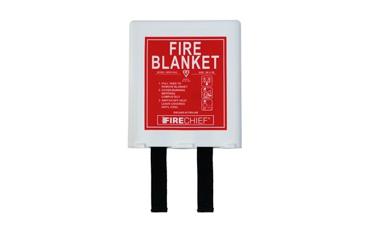 1 x 1m Firechief Fire Blanket Rigid Case White 