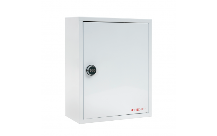 White document cabinet with combination lock