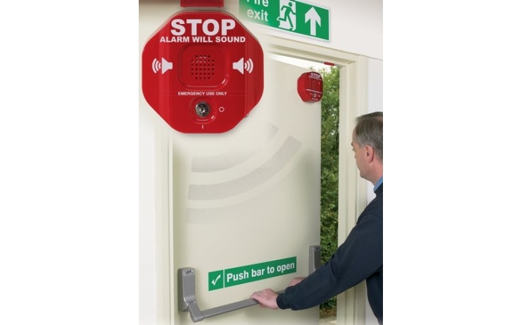 Exit stopper door alarm