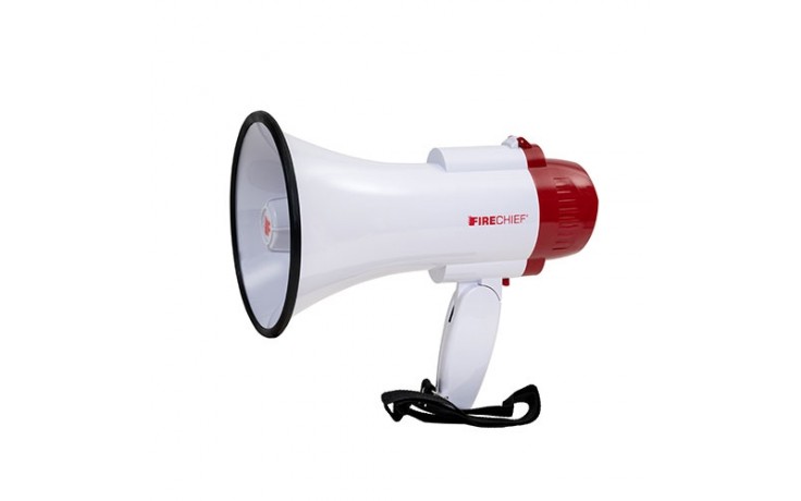 Mini megaphone with folding hand grip