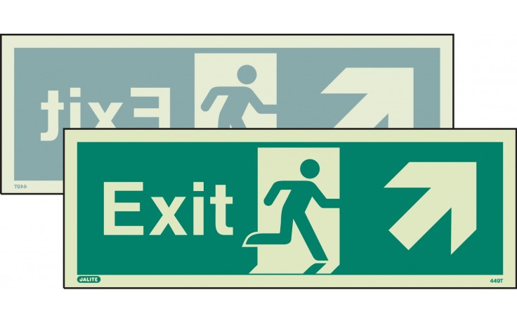 Double-sided Exit sign up to the right or up to the left