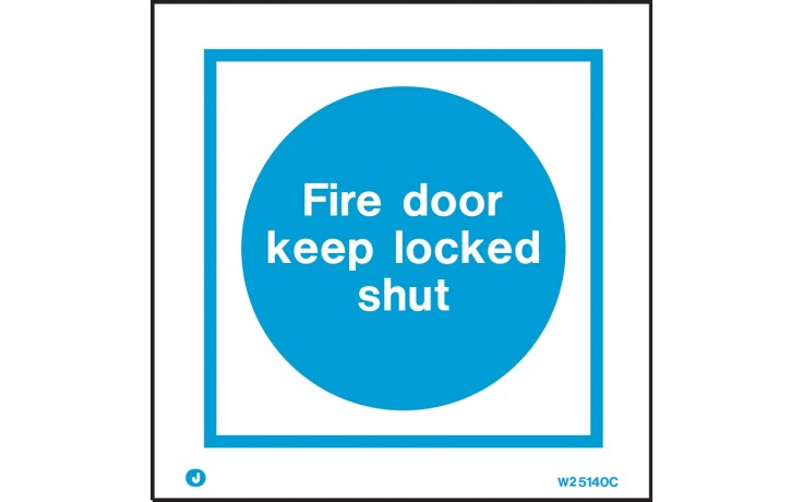 Fire door keep locked shut sign