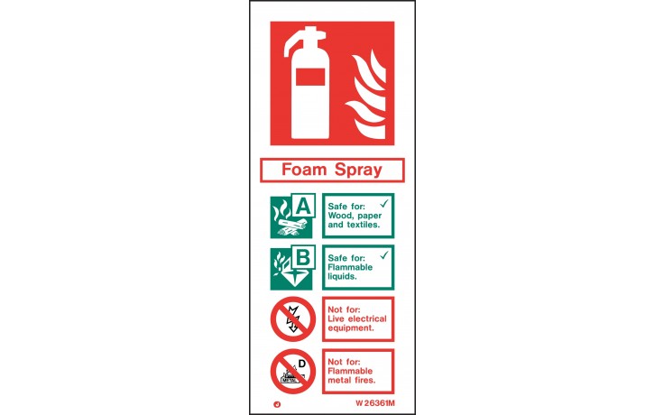 Foam Spray extinguisher identification sign
