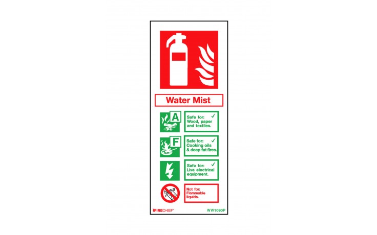 Water Mist Sign white 200 x 80