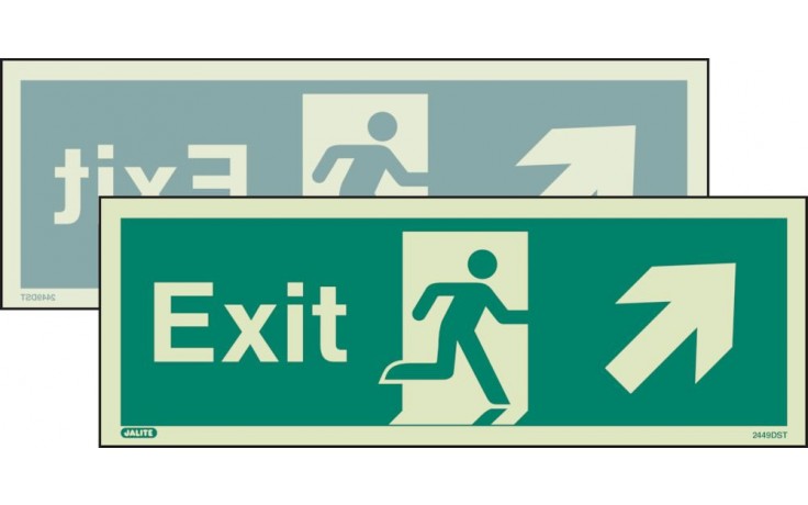 Double-sided Exit sign up to the right or up to the left