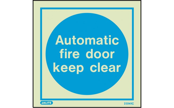 Automatic fire door keep clear sign