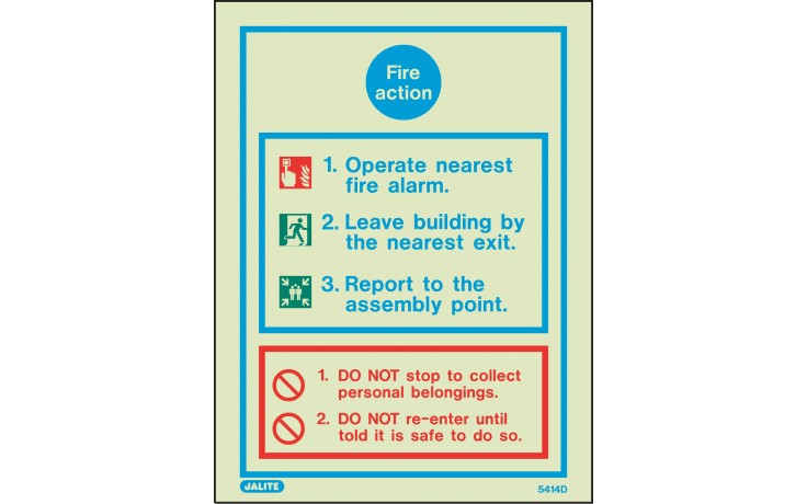 General Fire action notice sign 300 x 200