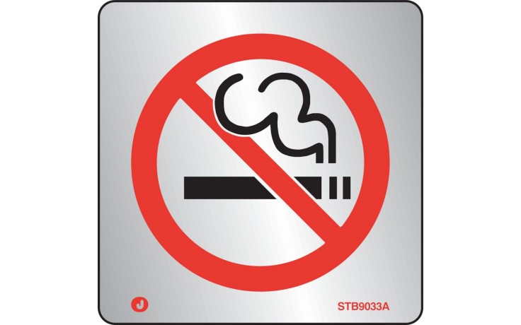 Brushed Stainless steel Prohibition no smoking sign with radius corner