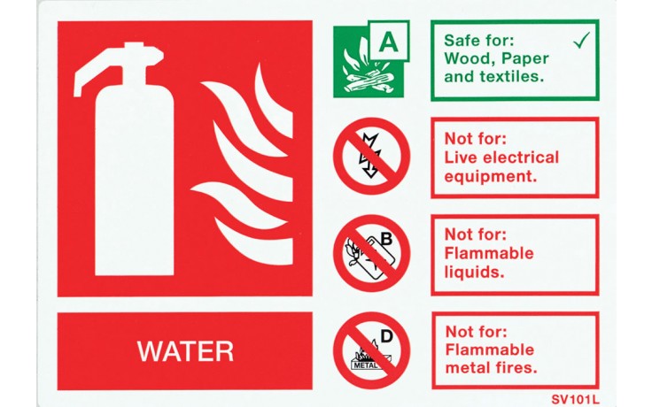 Self-adhesive landscape water extinguisher identification sign