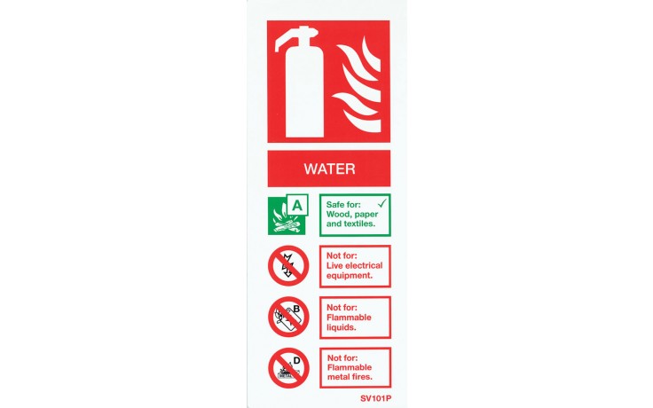 Self-adhesive portrait water extinguisher identification sign