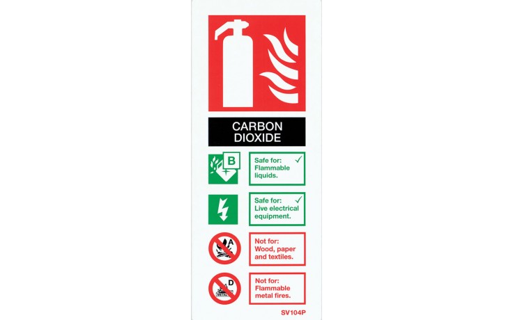Self-adhesive portrait CO2 extinguisher identification sign