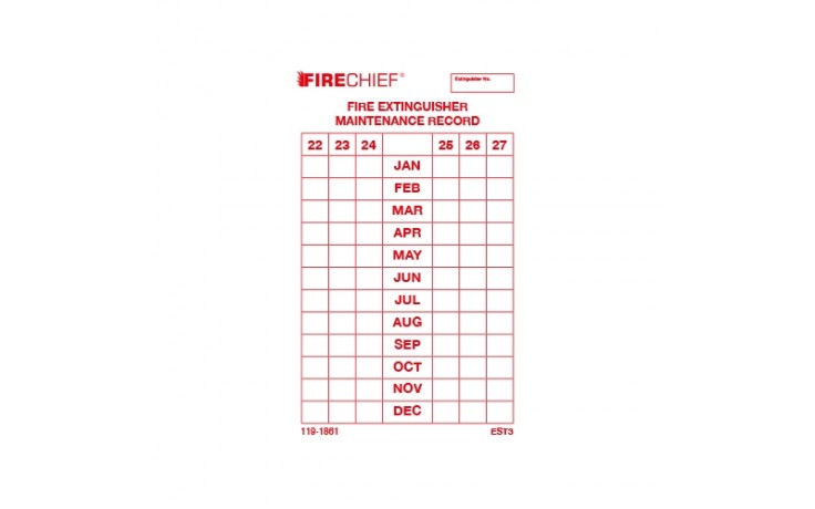 Tie-on Extinguisher Service Tag 2022 dated, Maintenance Record