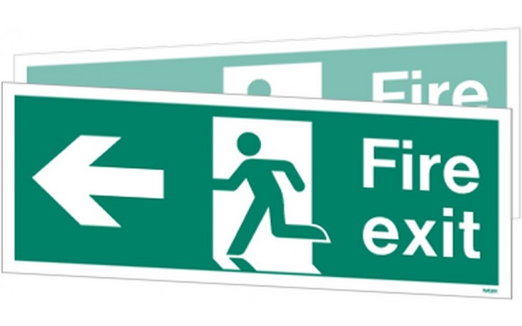 Double-sided Fire exit sign to the right or left