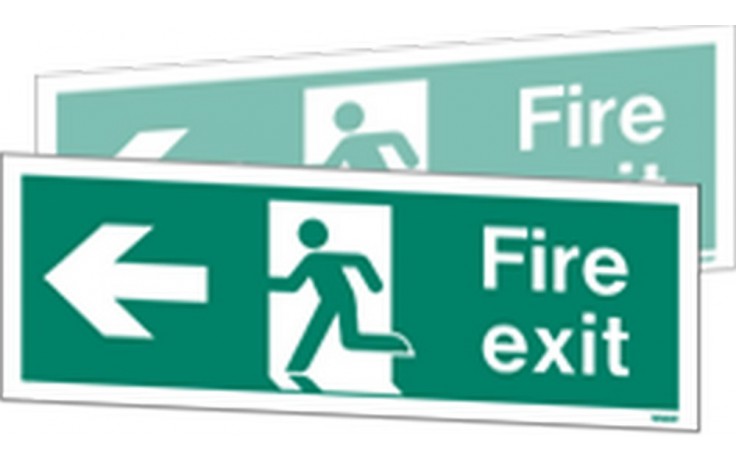 Double-sided Fire exit sign to the right or left