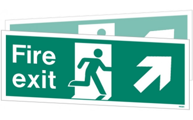 Double-sided Fire Exit sign down to the right or left
