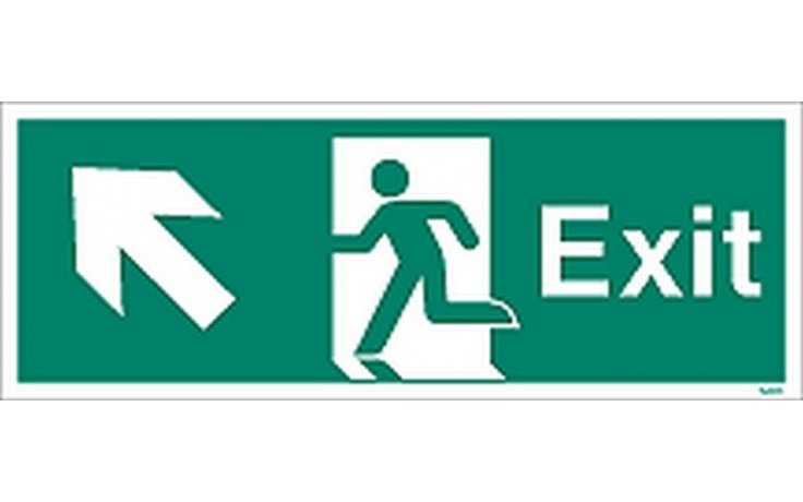 Exit sign up to the left