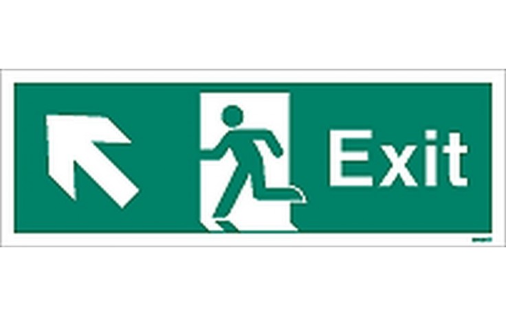 Exit sign up to the left