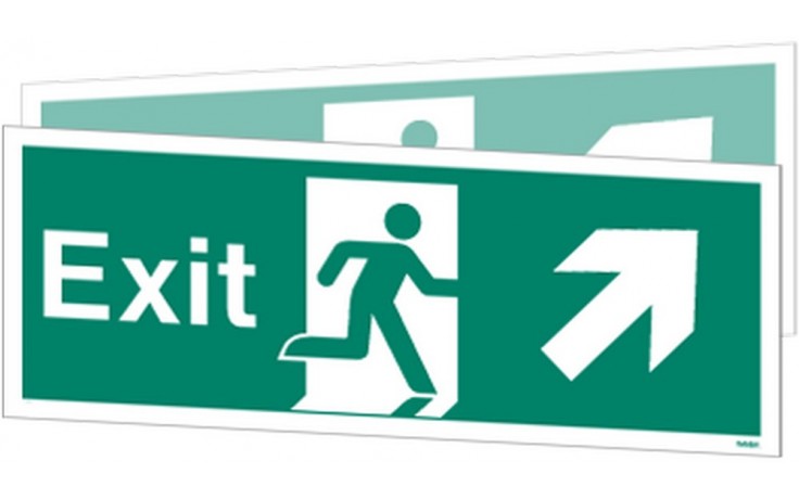 Double-sided Exit sign up to the right or up to the left
