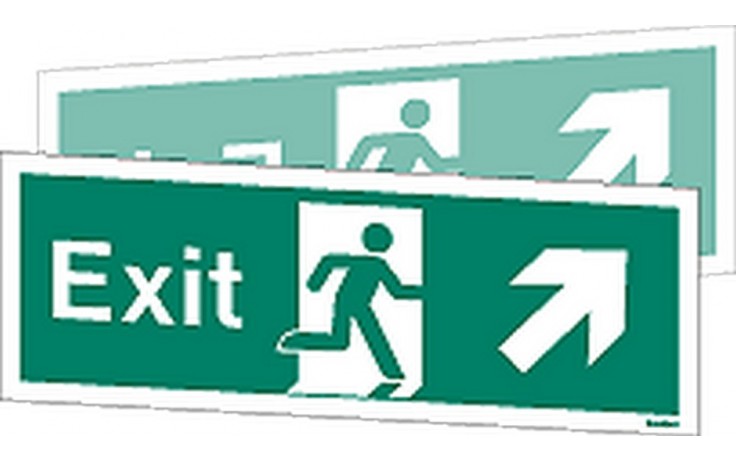 Double-sided Exit sign up to the right or up to the left