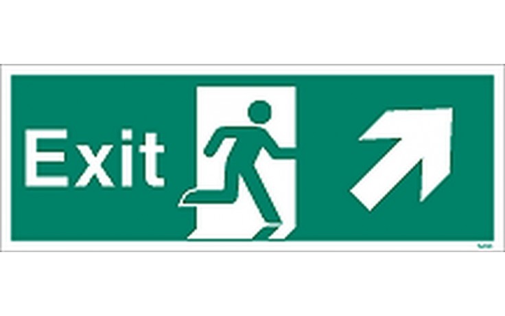 Exit sign up to the right