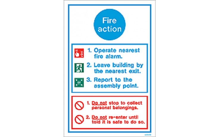 General Fire action notice sign