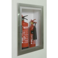 Firechief Arc Double Cabinet - Stainless Steel Fully-Recessed Extinguisher Cabinet