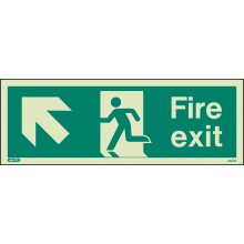 Fire exit sign up to the left