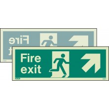 Double-sided Fire Exit sign up to the right or up to the left