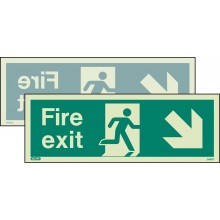 Double-sided Fire Exit sign down to the right or down to the left