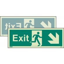 Double-sided Exit sign down to the right or down to the left