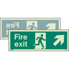 Double-sided Fire Exit sign up to the right or up to the left