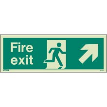 Fire exit sign up to the right