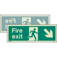 Double-sided Fire Exit sign down to the right or down to the left