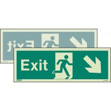 Double-sided Exit sign down to the right or down to the left