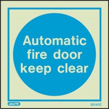 Automatic fire door keep clear sign 150 x 150