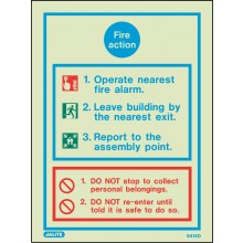 General Fire action notice sign 300 x 200