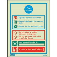 General Fire action notice with space for assembly point 200 x 150