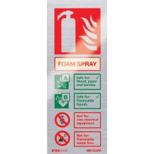 Brushed aluminium Spray Foam extinguisher identification sign