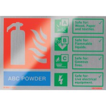 Brushed aluminium ABC Powder extinguisher identification sign