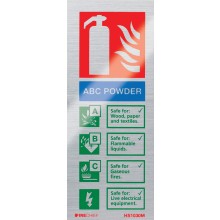 Brushed aluminium ABC Powder extinguisher identification sign