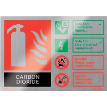Brushed aluminium CO2 extinguisher identification sign