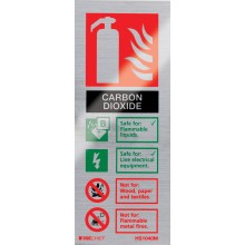 Brushed aluminium CO2 extinguisher identification sign