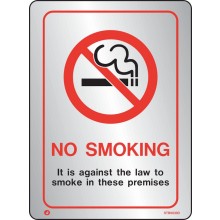 Brushed Stainless steel Prohibition no smoking against the law sign with radius corner