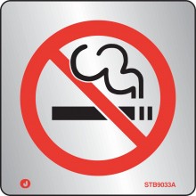 Brushed Stainless steel Prohibition no smoking sign with radius corner