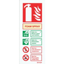 Self-adhesive portrait spray foam extinguisher identification sign