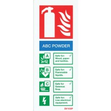 Self-adhesive portrait ABC Powder extinguisher identification sign