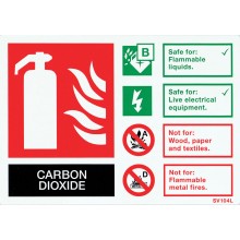 Self-adhesive landscape CO2 extinguisher identification sign