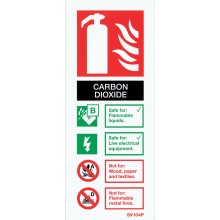 Self-adhesive portrait CO2 extinguisher identification sign