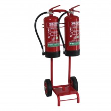 Double extinguisher trolley with bucket bracket